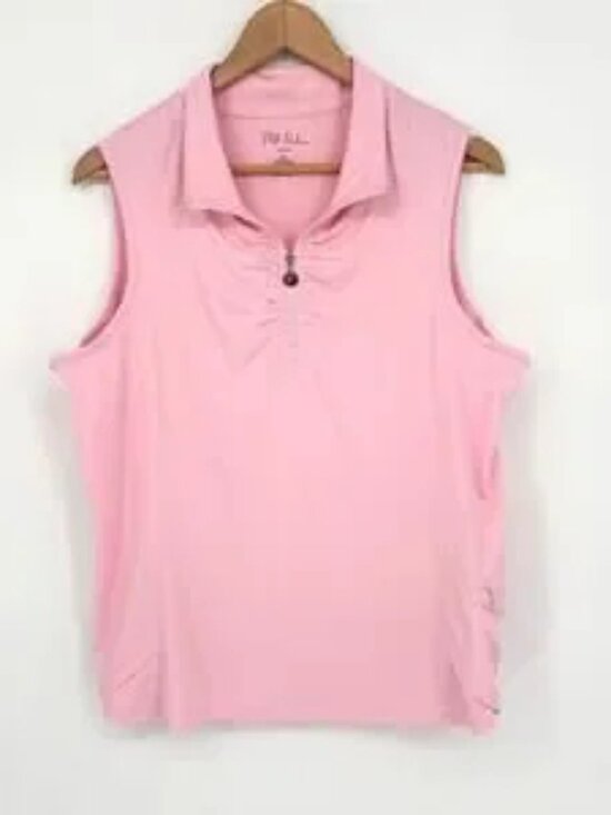 Tops - Sport Quarter Zip Pink Sleeveless Top